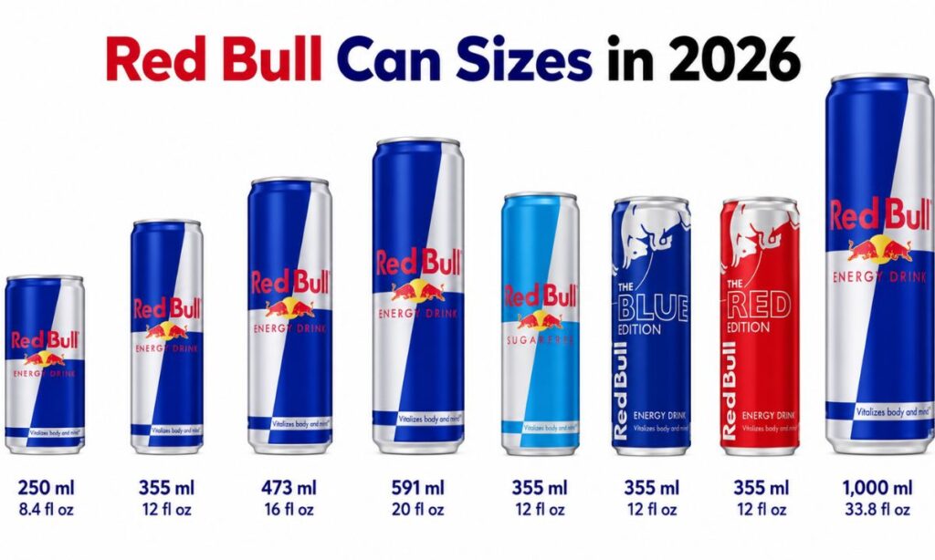 Red Bull Can Sizes in 2026