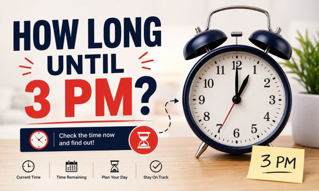 How Long Until 3 PM? Calculate the Time Left Today Checking the clock again? You are not alone. Thousands of people search "how long until 3 PM" every single day. Some want the answer for work. Some just want to know how much day is left. This guide gives you that answer right away. Then we dig into why 3 PM feels like such a big deal. Simple math. Real examples. No confusing talk. Why So Many People Ask: How Long Until 3:00 PM? The internet gets flooded daily with searches like "how long until 3pm" and "how long till 3." These are not random questions. They come from real moments. A shift ending, a school pickup, a flight boarding, or just a coffee break waiting on the other side of the clock. People search for the time until 3 PM because they want a small preview of what is coming next. It is less about math and more about knowing what is ahead. How to Calculate How Long Until 3:00 PM? Here is the good news. Figuring out the time remaining until 3 PM is simple math, nothing fancy. Just take the current time and count forward to 3:00 PM. Each full hour adds one hour. Any extra minutes get added at the end. Say it is 12:00 PM right now. That leaves exactly 3 hours until 3 PM. If it is 1:45 PM, you are looking at just 1 hour and 15 minutes left. This basic time calculation works no matter where you are or what timezone you live in. How Long Until 3:00 PM? Common Examples Throughout the Day Numbers make more sense with real examples. Below are a few common check in times people search for, along with the exact hours remaining and minutes remaining. At 7:43:27 AM Early morning check ins are common for people planning their whole day. At this time, there are 7 hours, 16 minutes, and 33 seconds left until 3 PM. That is a full workday still sitting ahead. Plenty of time to knock out your biggest tasks first. At 11:00 AM By late morning, the countdown feels shorter and more real. At 11:00 AM, exactly 4 hours remain until the target time. This is usually when people start thinking about lunch and their afternoon plan. At 12:00 PM Noon feels like a turning point in the day. At 12:00 PM, there are 3 hours left until 3 PM. Something about crossing into the afternoon makes people feel more hopeful about finishing their to do list. At 2:30 PM This is where things start to feel close. At 2:30 PM, only 30 minutes remain. Some people push harder here. Others start mentally checking out early, and that is just being honest. At 2:55 PM Almost there. At 2:55 PM, just 5 minutes are left on the clock. Funny how that last coffee always tastes better right before the finish line. Understanding 3 PM in Different Time Formats Not every clock looks the same, and that trips people up more than you would think. In standard AM/PM format, we are talking about 3:00 PM. Switch to the 24-hour time format and it becomes 15:00. In military time 1500, people simply say fifteen hundred hours. Different labels, same exact moment. Once you know this, converting between formats for meetings or travel gets a lot easier. The Psychology of Waiting for 3 PM Here is something interesting. Time perception is not fixed. It bends depending on what we are doing. When you are deep in focused work, hours can slip by without you noticing. But when you are watching the clock and waiting, minutes seem to crawl. This is why the last stretch before 3 PM can feel longer than the first six hours combined. Anticipation plays a huge role here too. The more you want something to happen at 3 PM, the slower the waiting time feels. It is a strange little trick our brains play on us, but it happens to everyone. How Long Until 3 PM and Productivity Smart workers use 3 PM as a natural afternoon milestone, not just an ending point. A simple daily structure might look like this: Morning hours for deep focus work Late morning for meetings and calls Lunch break around midday Early afternoon for finishing tasks before the 3 PM checkpoint Thinking about the time until 3 PM actually helps with time management. It gives your brain a clear deadline to work toward, which naturally boosts focus. Tools like a Pomodoro timer or a basic productivity timer pair well with this approach. Set short work sprints, take small breaks, and use 3 PM as your natural finish line for the heavy lifting. How Long Until 3:00 PM? Digital Tools That Make It Easy You do not need to do this math by hand every time. A good online countdown timer or digital clock countdown does it instantly. These tools show hours left, minutes left, and seconds remaining, updating in real time right in front of you. No guesswork, no counting on your fingers. A live timer or real-time countdown is especially handy when you are juggling multiple deadlines in one day. Just set it once and glance at it whenever you need a quick check. How Long Until 3:00 PM Around the World Time does not feel the same everywhere, and that matters more than people realize. Someone checking the clock in the Asia/Karachi timezone at 10:00 AM local time still has 5 hours left until 3 PM their time. But someone in another region might already be past 3 PM entirely. This becomes a big deal with international time zones and scheduling. A meeting set for 3 PM in one country could land at a totally different hour somewhere else. Always double check the local time before locking in online meetings across regions. A missed timezone can turn a smooth afternoon into a scheduling headache real fast. Real-Life Situations When People Count Down to 3 PM Everyone has their own reason for watching the clock tick toward 3 PM. For teachers, it often means the school day is winding down and students get a little restless. For parents, 3 PM can mean school dismissal, snacks, and a house that suddenly gets loud again. For freelancers and remote workers, 3 PM often marks a mental shift. Many people schedule their hardest tasks before this point, because focus tends to fade once the afternoon stretches on. Different lives, different reasons, same exact clock. Planning Around a Work Deadline A lot of the searches for this topic come down to one thing: a work deadline sitting right at 3 PM. Breaking your day into smaller checkpoints leading up to that deadline makes the whole thing feel manageable. Instead of stressing about the full day, you are just handling one hour at a time. Pair this with calendar alerts or reminder software so you are not relying on memory alone. A quick nudge on your phone beats staring at the clock every ten minutes. Making Your Own Countdown to 3 PM Building a personal countdown is easier than it sounds, and it actually works. Try a few of these: Set a visual countdown clock on your desktop Use calendar alerts for key checkpoints Break big tasks into smaller hourly goals Reward yourself once you hit 3 PM This turns the wait from something passive into something active. Instead of just watching time pass, you are working with it. Common Searches Related to How Long Until 3 PM People search this question in a lot of different ways, and most of them mean the exact same thing. Some popular variations include how many hours until 3 PM, how many minutes until 3 PM, and even how many seconds until 3 PM for the extra precise folks. Others look for a straight up countdown timer to 3 PM or a live countdown until 3 PM. No matter the exact wording, the goal is the same. People want to know the time difference between right now and their target moment. Why 3 PM Feels Important Even When It Isn't Here is a fun thought. 3 PM is not actually a special time on its own. It just sits in that sweet spot. Late enough that the day feels like it has structure. Early enough that you still have real time left to use. For some, it means work is done. For others, it is when the real work starts. Either way, our schedules have quietly turned this one hour into something that matters more than it probably should. Last Words At the end of the day, checking how long until 3 PM is about more than just numbers.It is about knowing what is coming next, whether that is freedom, a deadline, or just a good cup of coffee. Until 3 PM